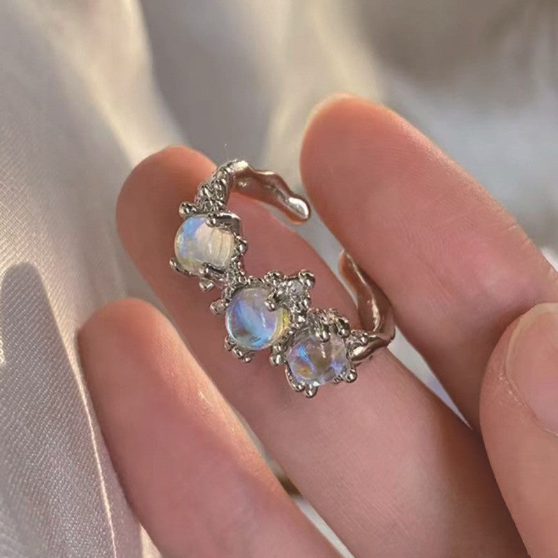 Moonstone Design Light Luxury High-grade Opening Rings