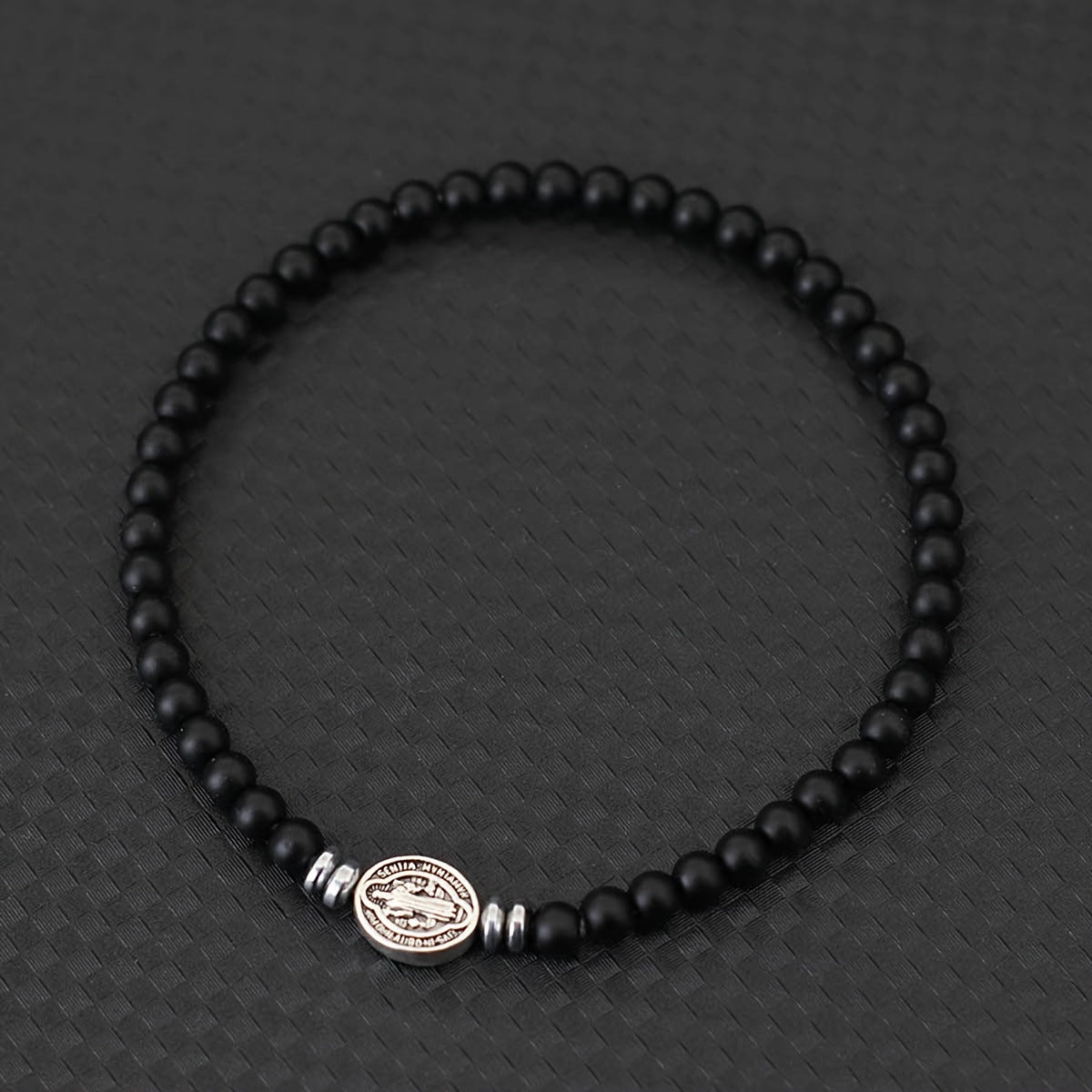 Benedict Cross Virgin Mary Tiger Eye Bracelet