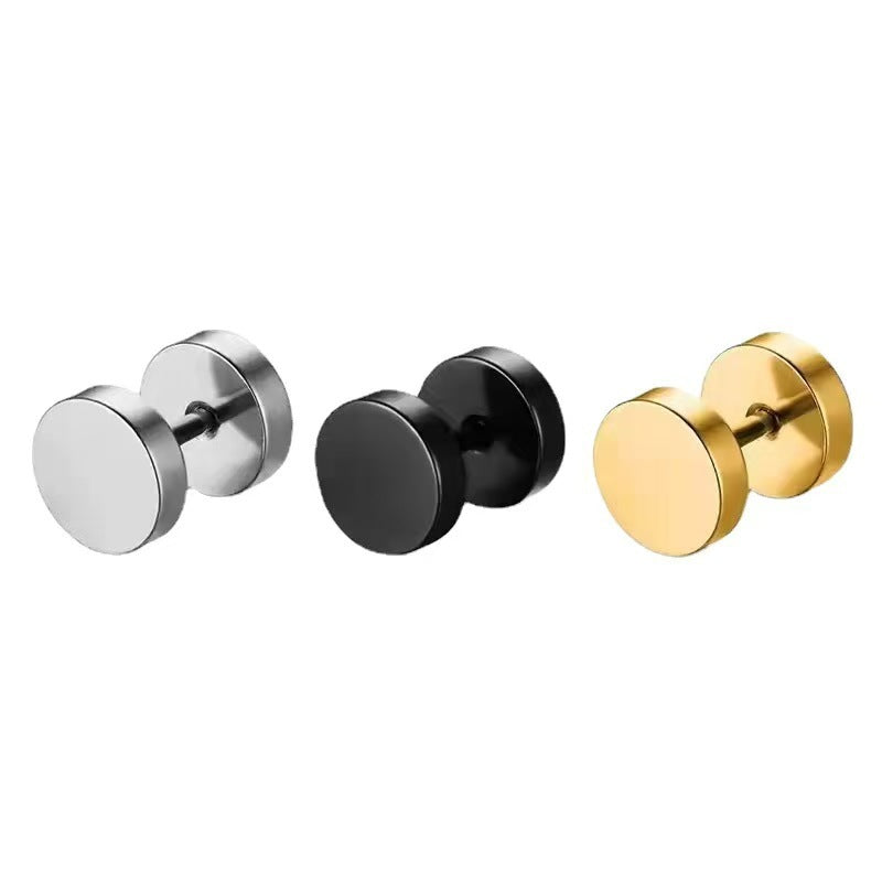Barbell Fashion Trend Stainless Steel Thread Ear Earrings