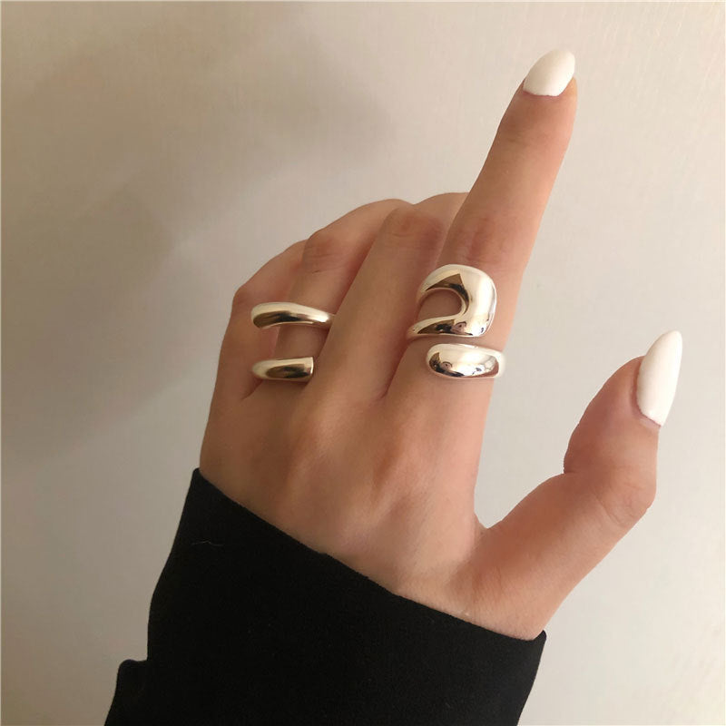 Exaggerated Geometry Female Sier Personalized Hip Rings