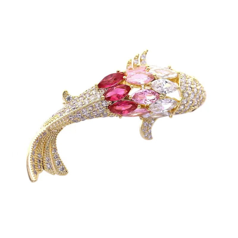 Women's Golden Carp Brooch Exquisite Corsage Luxury Brooches