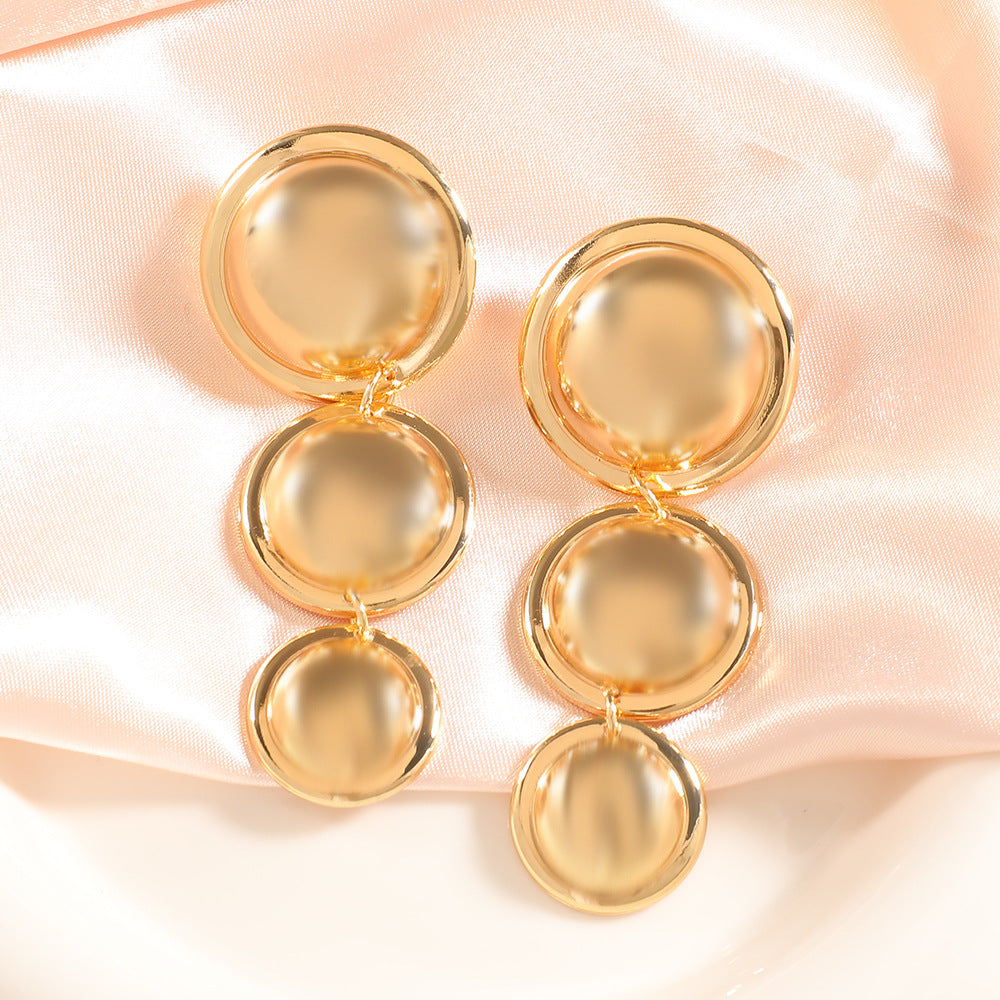 Women's Fashion Design Metal Glossy Surface Folding Ear Stud Earrings