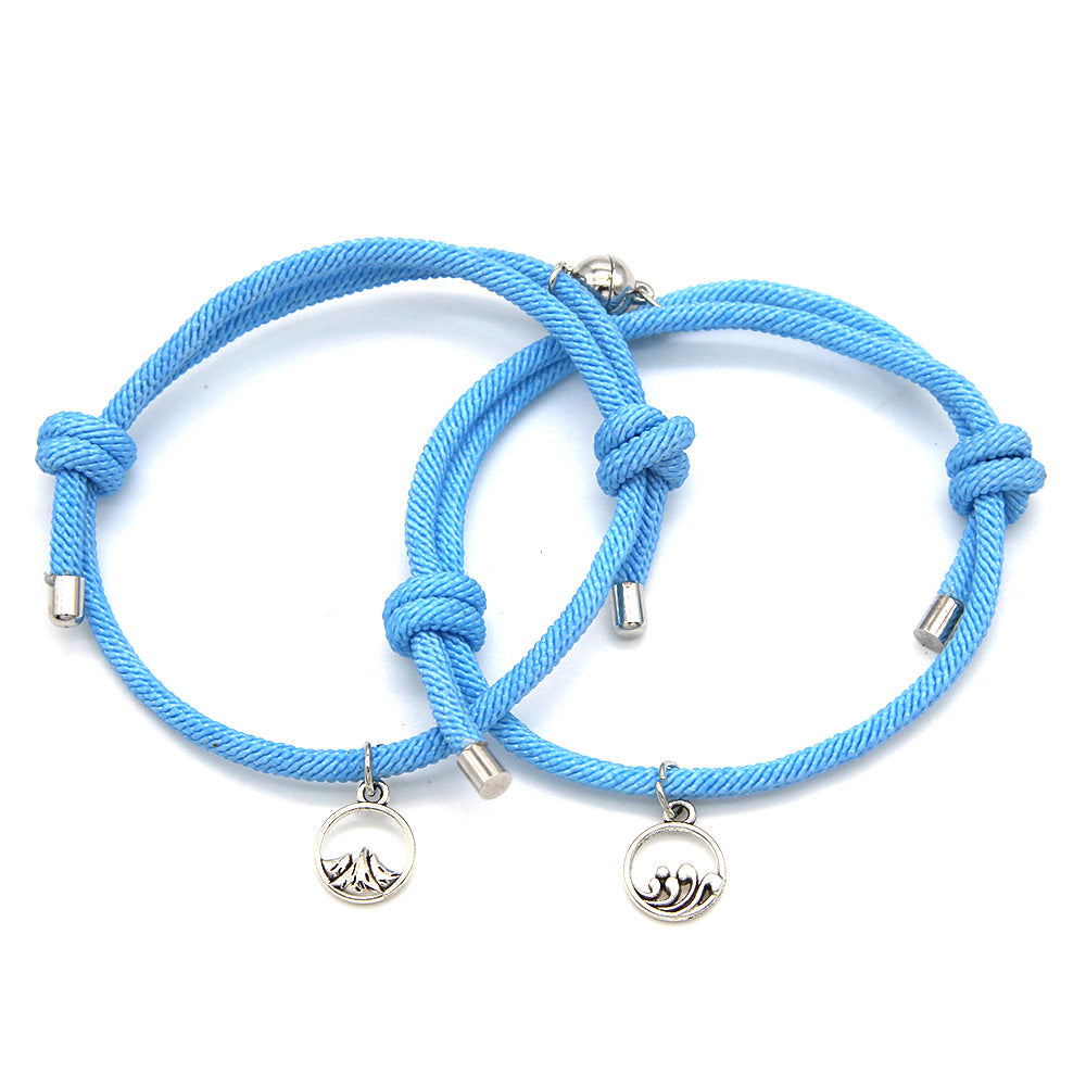 Alloy Sun Moon Oath Couple Magnet Bracelet