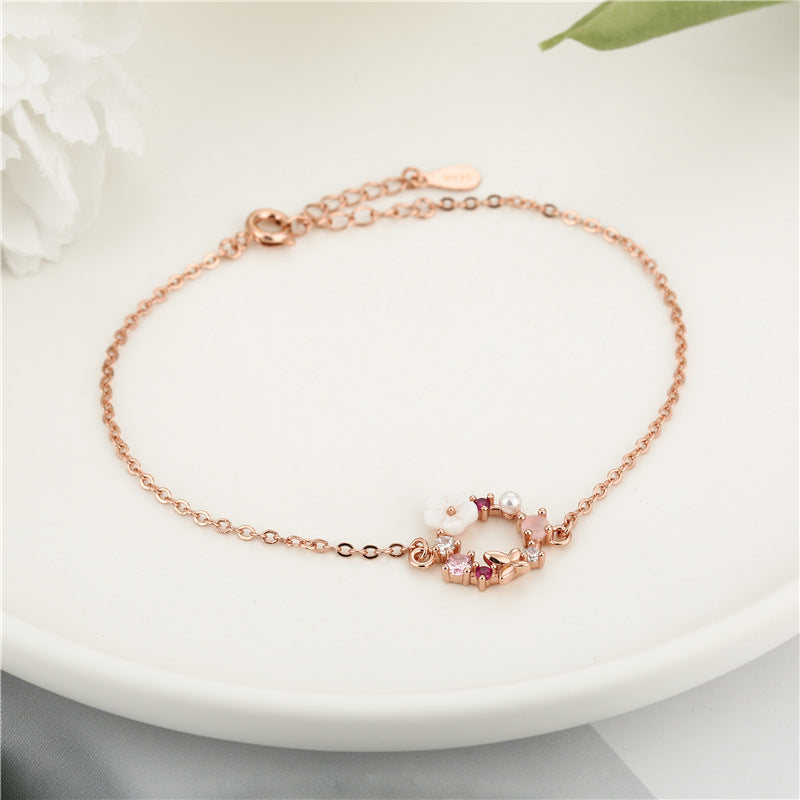 Garland Korean Style Romantic Aura Pearl Butterfly Diamond Rose Bracelets