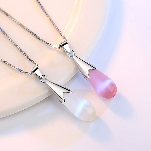 Moonstone Opal Water Drop Korean Sier Plated Ornament Female Pendants