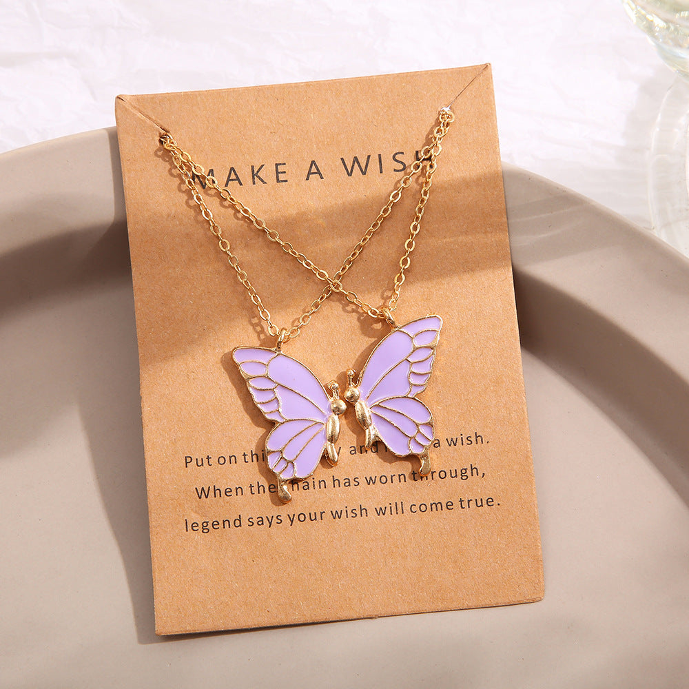 Creative Butterfly Paper Card Inclined Yellow Necklaces