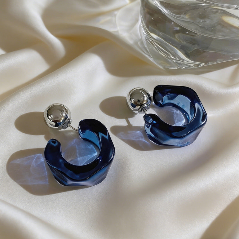 Irregular Resin Acrylic Ear Multiple Ways To Wear Shaped Stud Earrings