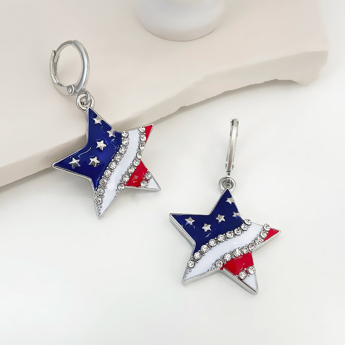 Women's Carnival Party Stars Stripes National Flag With Stud Earrings