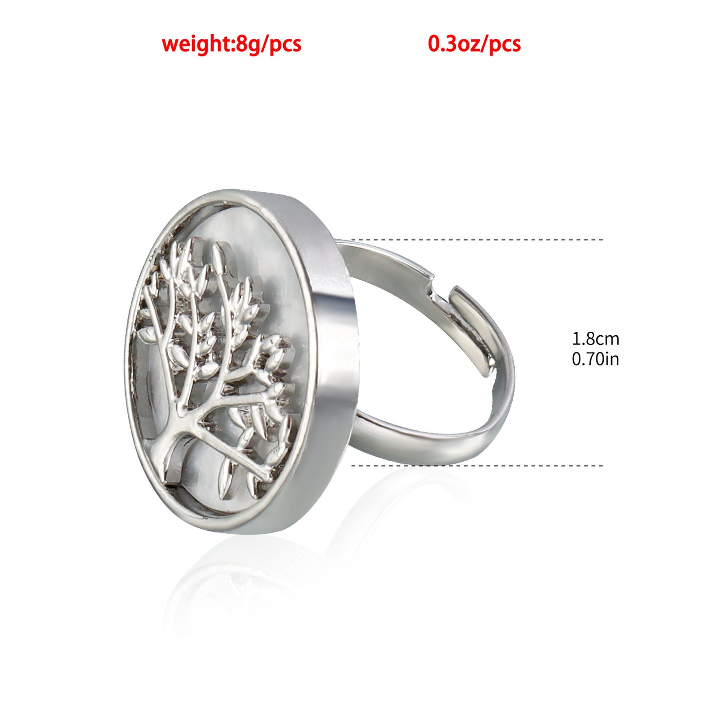 Round Lucky Tree Fashion White Imitation Rings