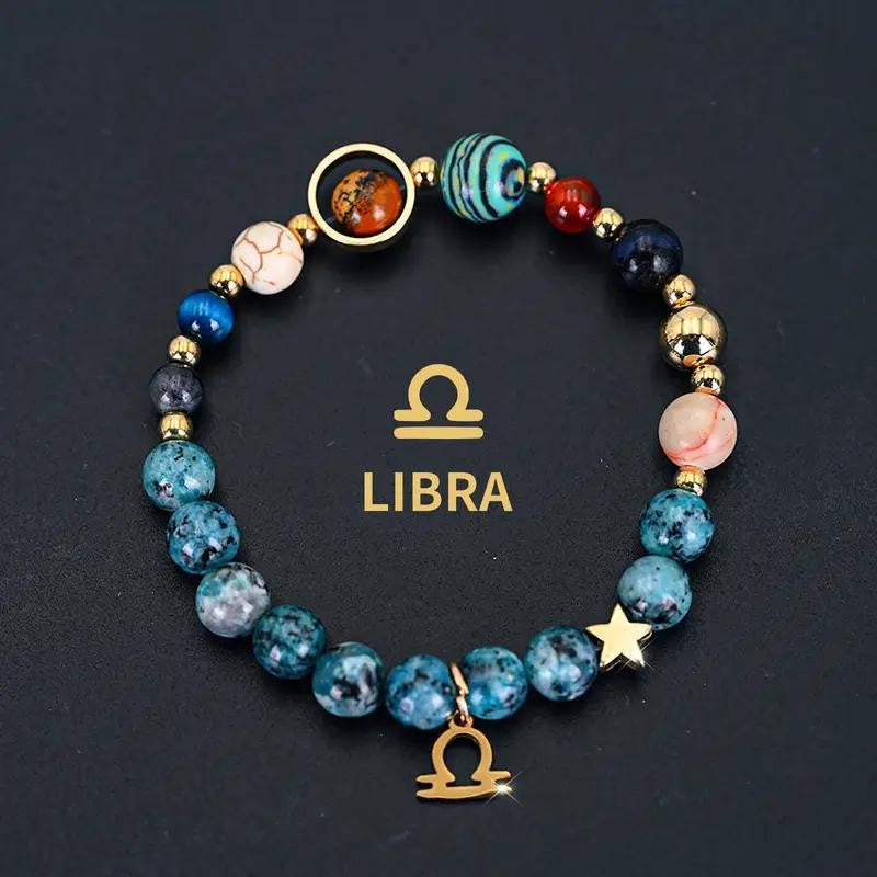 Planets Twee Constellations Natural Stone Blue Black Bracelet