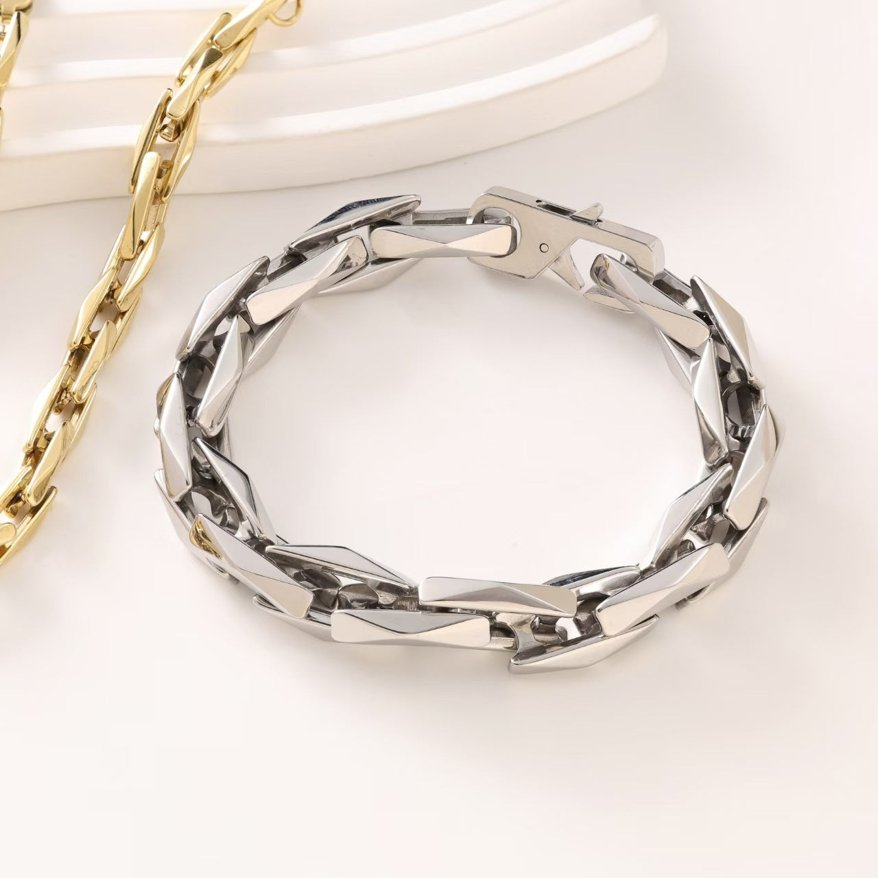 Men's Trendy Titanium Steel Cuban Link Chain Hip Hop Bracelet