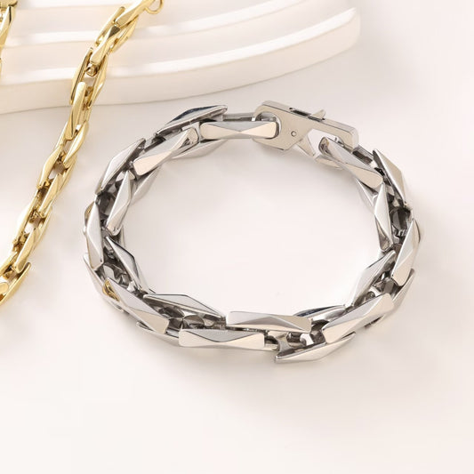 Men's Trendy Titanium Steel Cuban Link Chain Hip Hop Bracelet