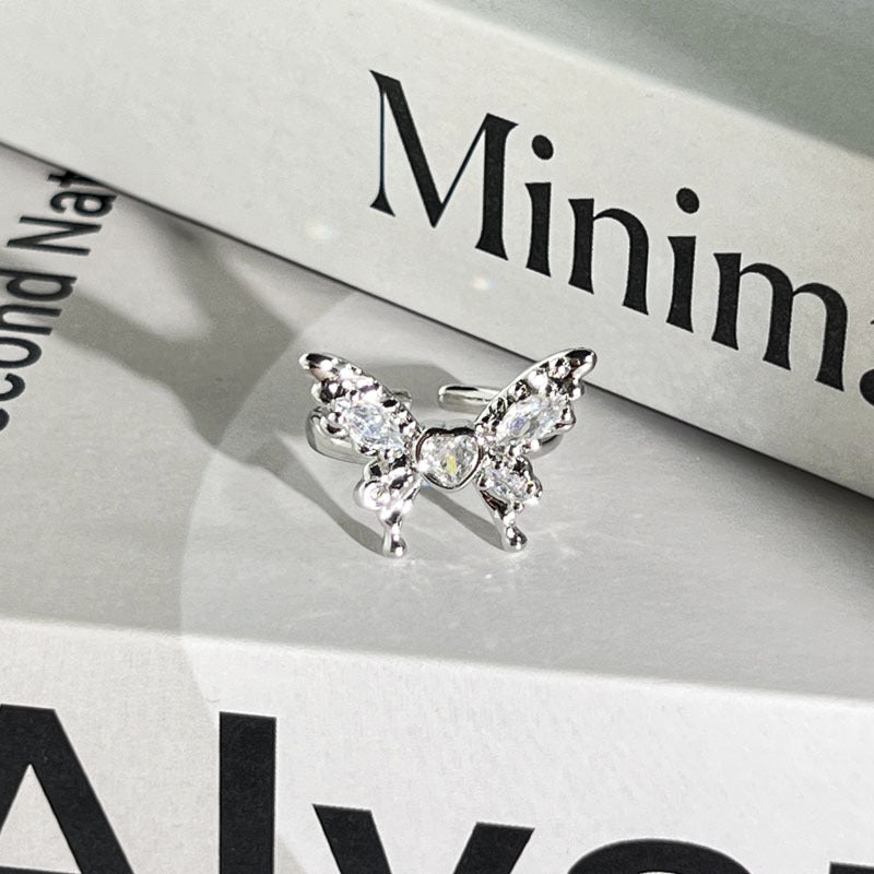Diamond Flower Language Light Luxury Mix Match Personality Bow Tie Ring