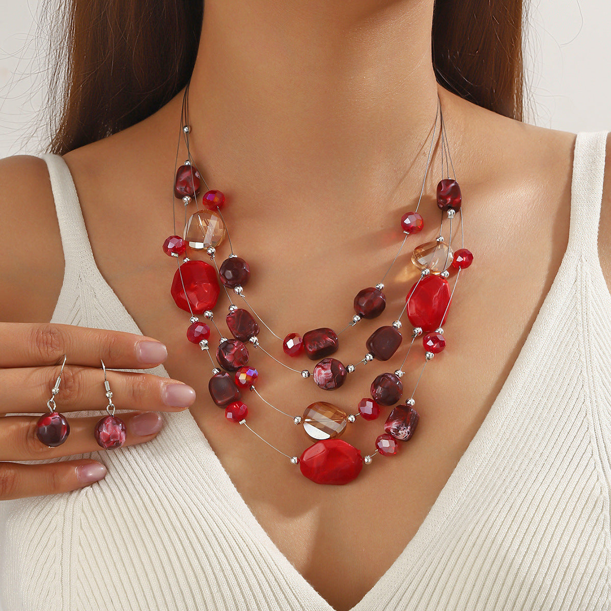 Colorful Beaded Turquoise Fashion Elegant High-grade Jewelry Set