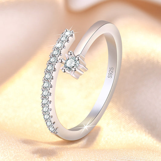 Simple Opening Five-pointed Star Zircon Ornament Rings