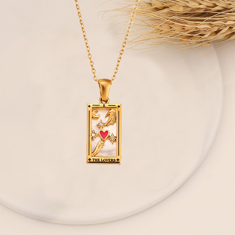 Real Gold Vintage Tarot With Diamond Dripping Necklace