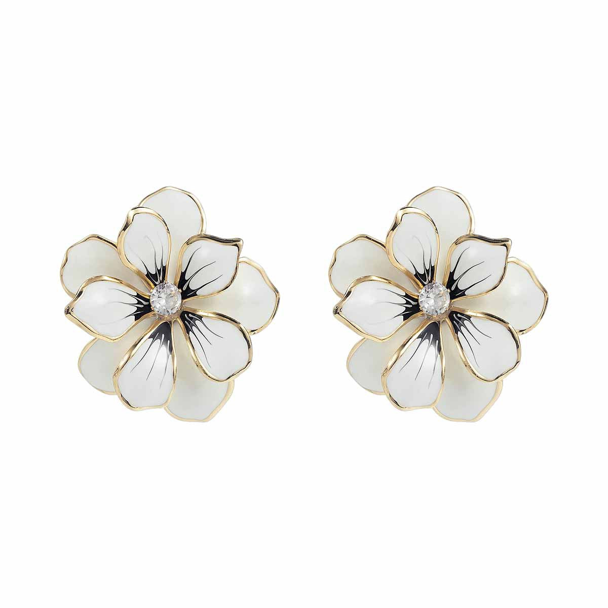 Women's Vacation Style Enamel Color Flower Pearl Light Luxury High-grade Earrings