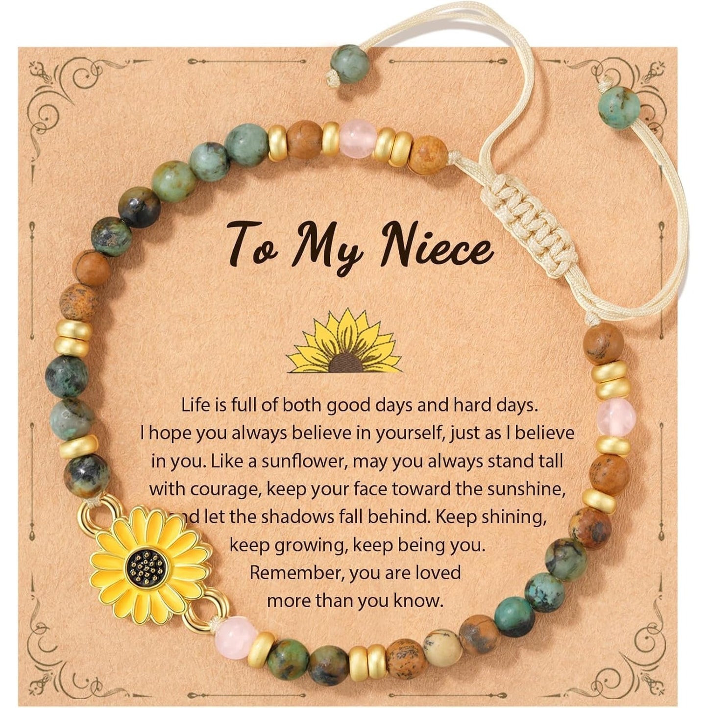 Stone Flower Woven Flat Knot Pastoral Style Gift Drawing African Bracelet