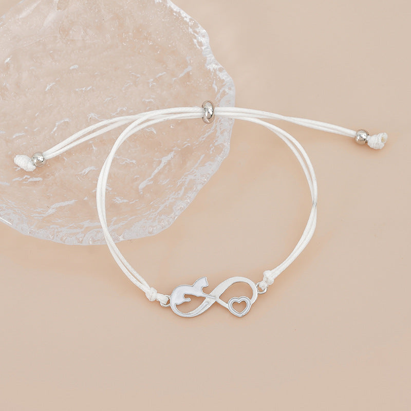 Cat Card Style Alloy Woven Adjustable Bracelets