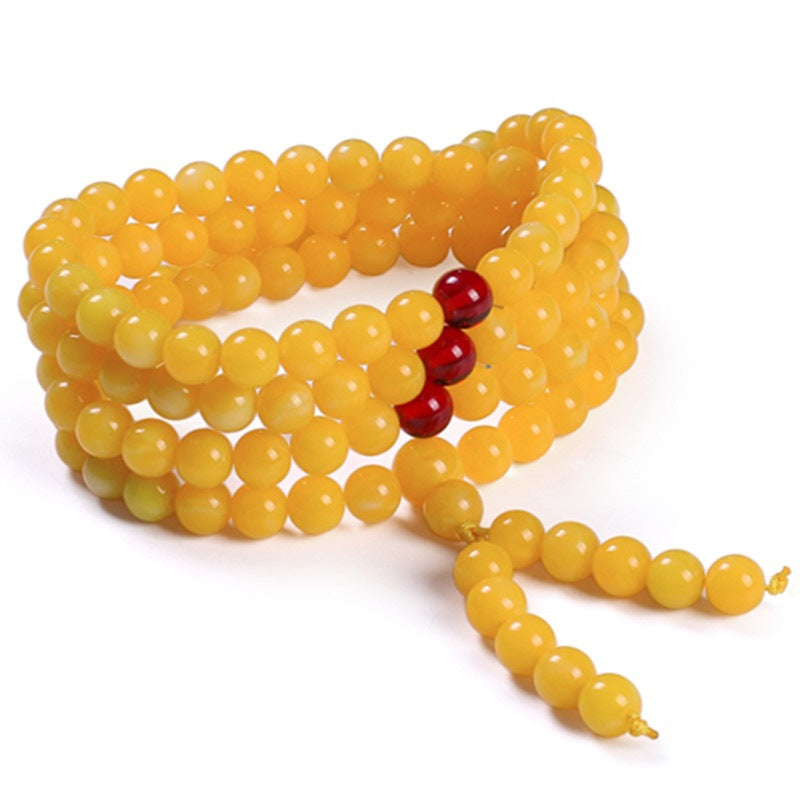 Amber Blood White Pattern Beeswax Chain Yellow Chicken Grease Bracelet