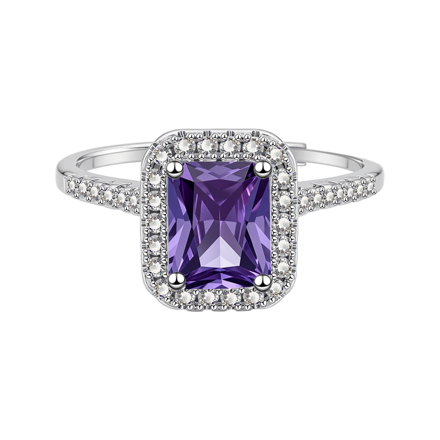 Women's Fashion Princess Square Bag Moissanite Karat Open Confession Gift Live Ring