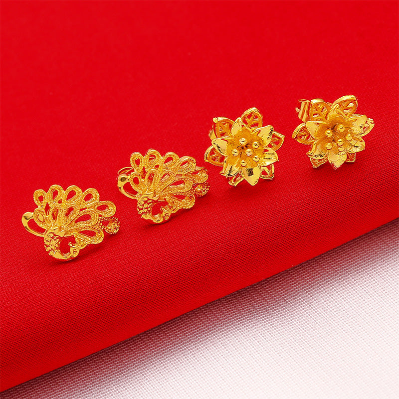 Women's Plated Vietnam Placer Gold Small Ear Bar Simulation Rings
