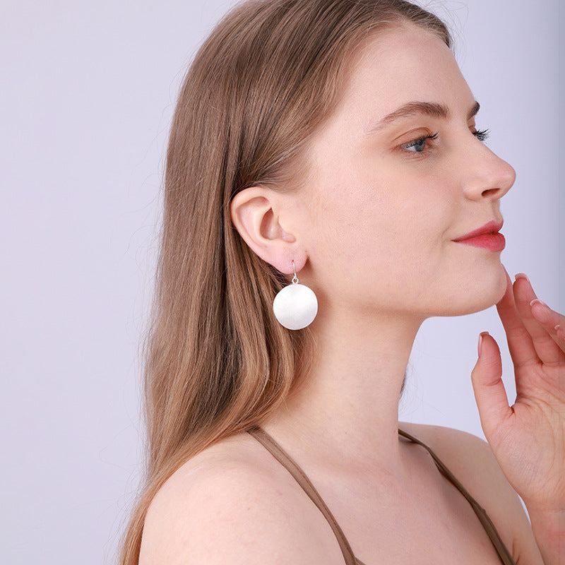 Personality Fashion Brushed Round Geometric Alloy Earrings