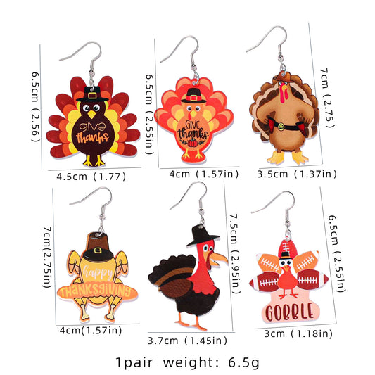 Women's Cartoon Turkey Acrylic Fun Strange Creative Earrings