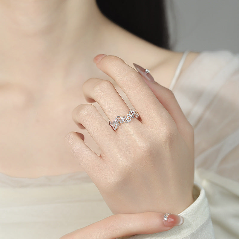 Iris Flower Female Hollow Vine Exquisite Versatile Twin Rings
