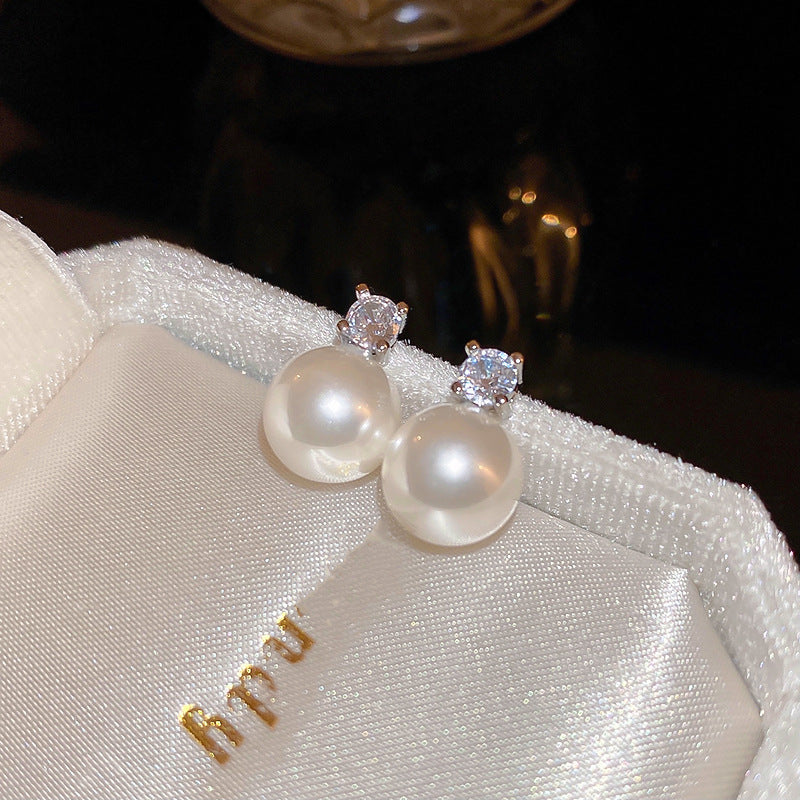 Women's Style Refined Zircon Flower Pearl Light Luxury High-grade Ear Earrings