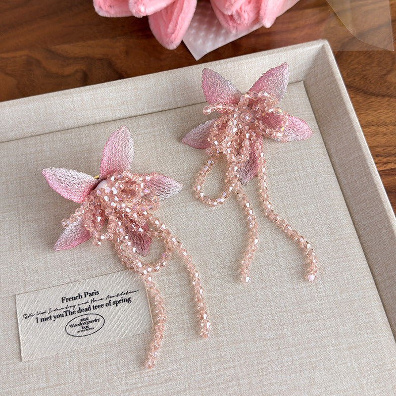 Vacation Style Beautiful Flowers Sweet Pink Fashion Niche Rings