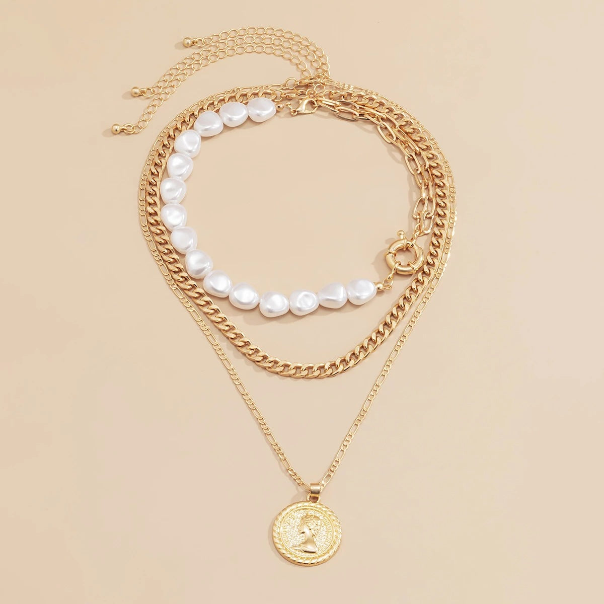 Casual Beauty Head Simple Popular Pearl Necklaces