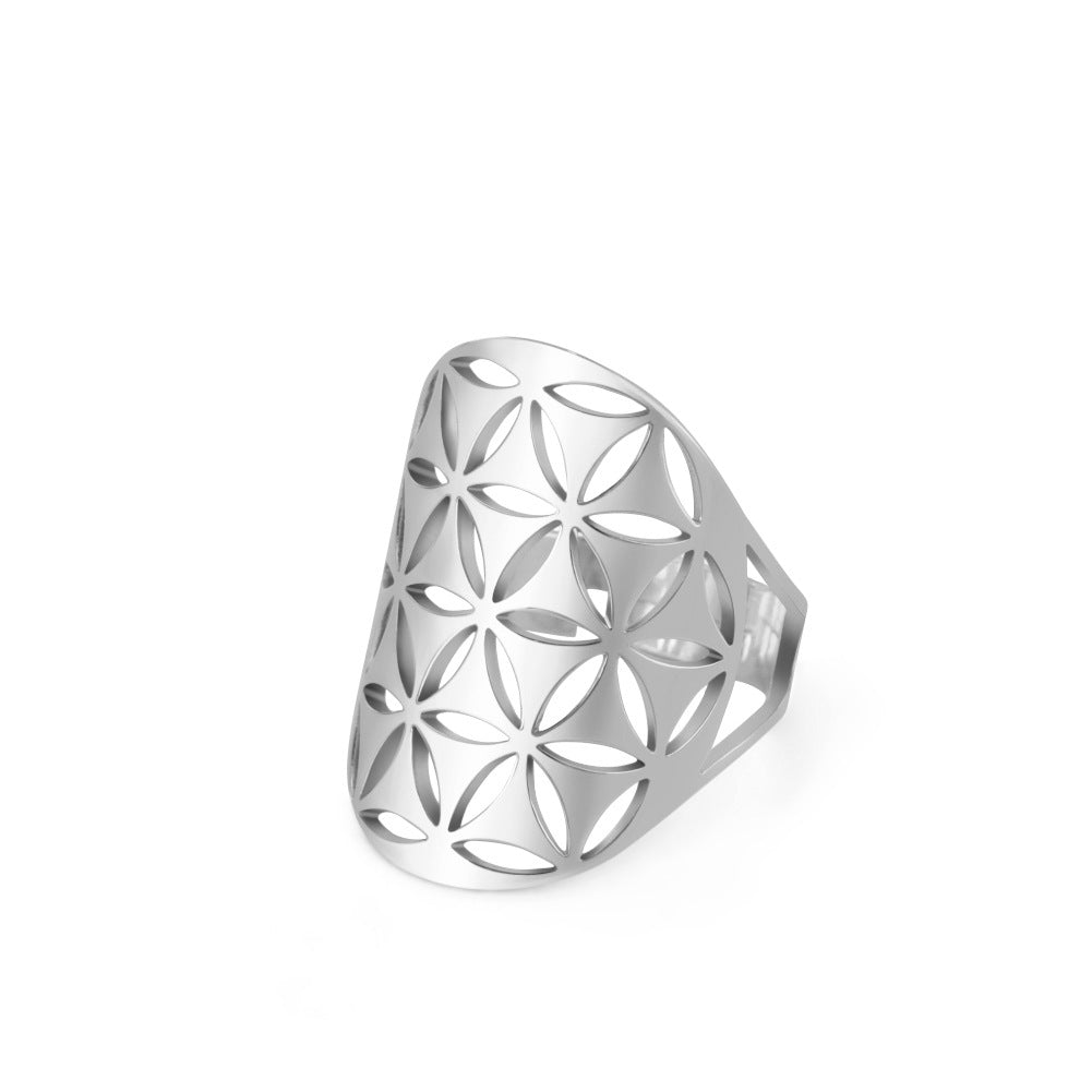Women's Adjustable Stainless Steel Sacred Geometric For Charm Rings