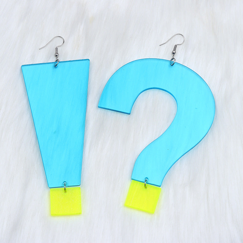 Asymmetric Stitching High Profile Fashion Personalized Exclamation Earrings