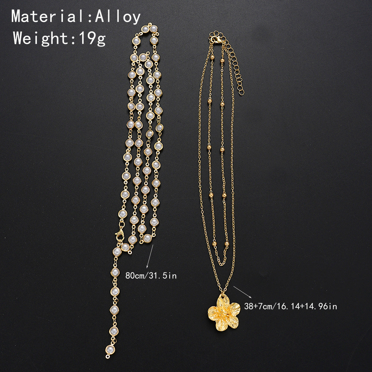 Women's Pearl Flower Twin Fashion Long Sweater Necklaces