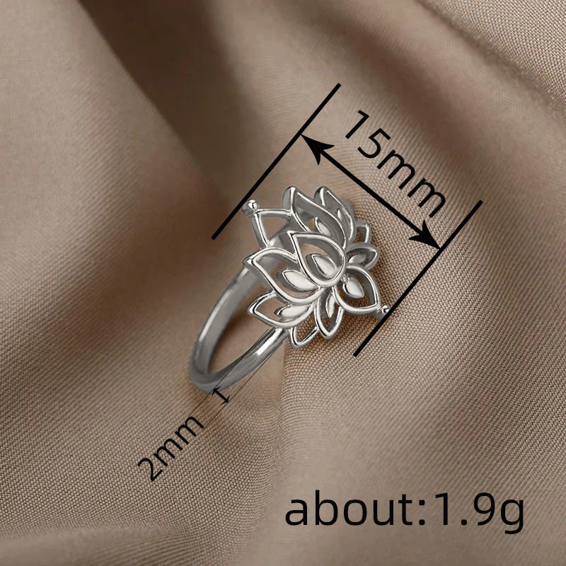 Lotus Flower Female Fashion Ancient Style Exquisite Rings