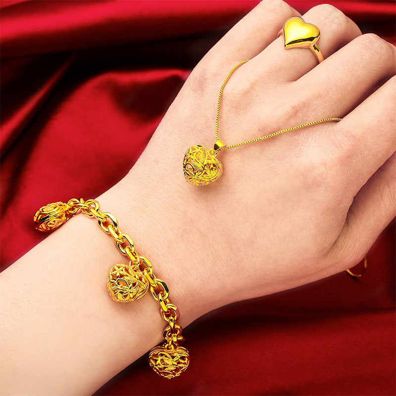 Vietnam Placer Gold Heart Hollow Out Bracelets