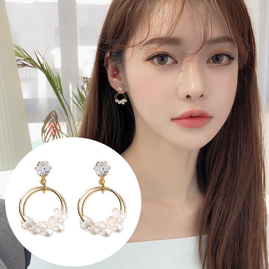 Needle Fresh Pearl Grace Simple And Earrings
