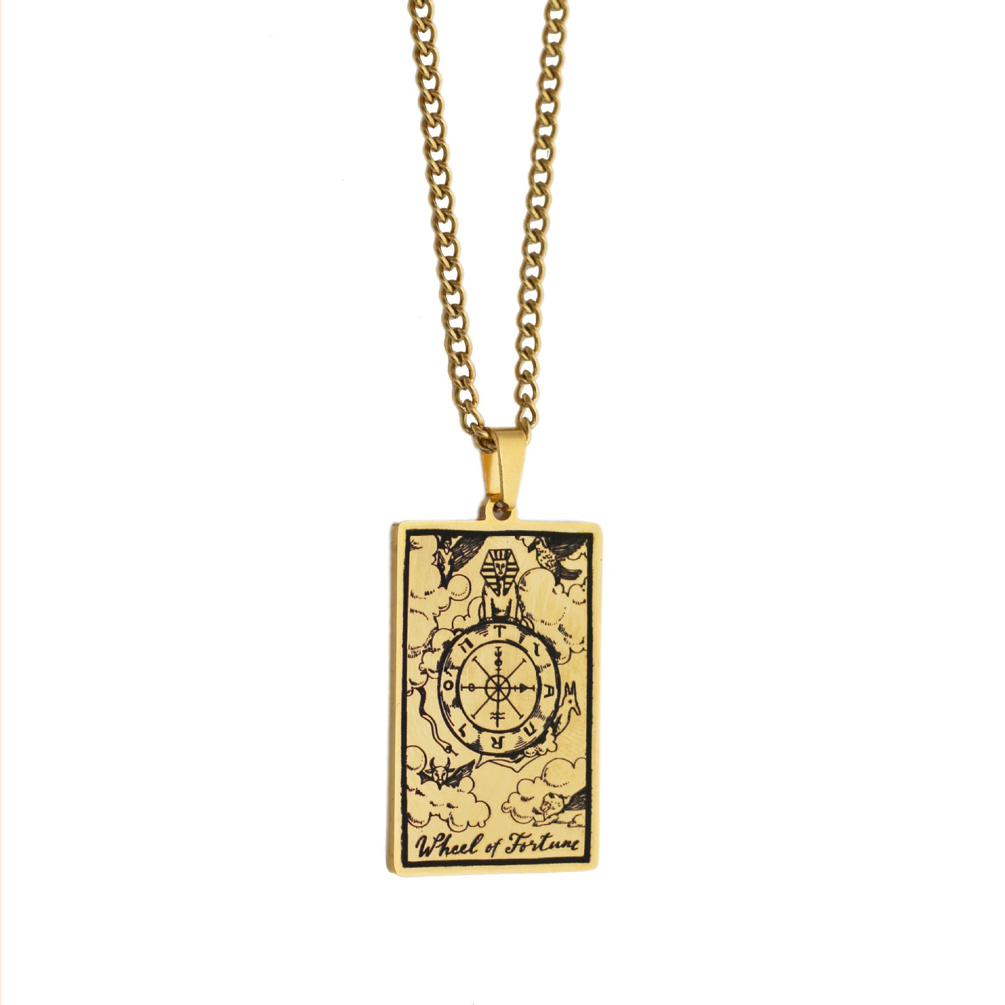 Zhang Tarot Titanium Steel Retro Rectangular Necklaces