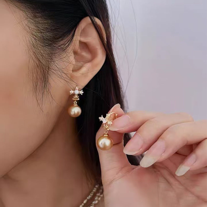 Women's Light Luxury High-grade Bow Cross Clover Pearl For Eardrop Stud Earrings