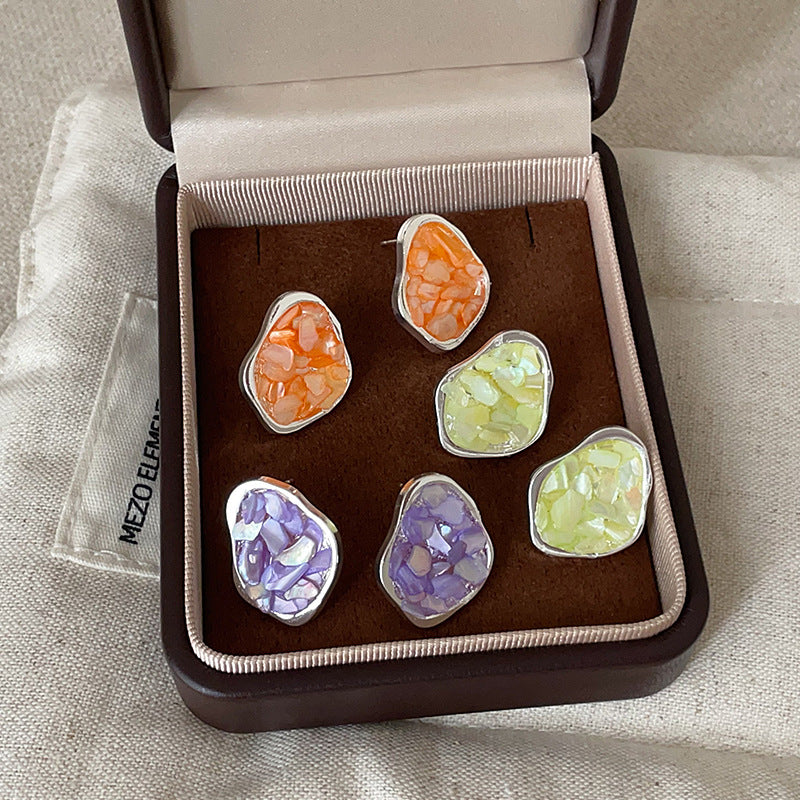Broken Shell Irregular Ear Female Mild Luxury Retro Earrings