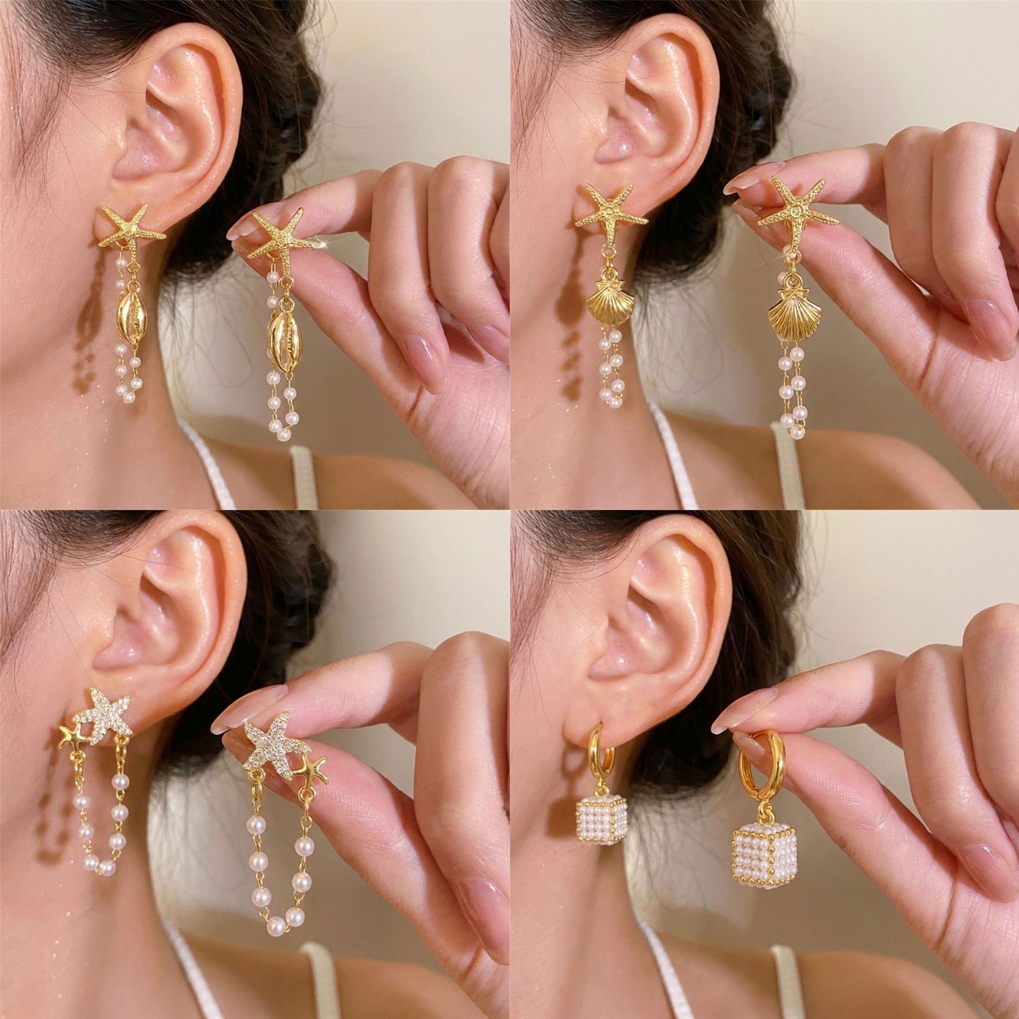 Style Starfish Summer Personalized Minority Seaside Beach Imitation Earrings