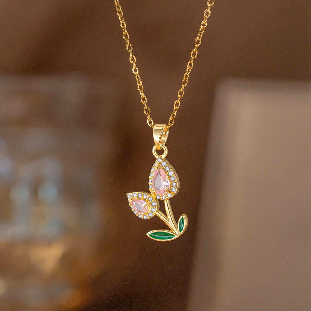 Women's Rose Apple Copper Light Luxury Advanced Clavicle Necklaces