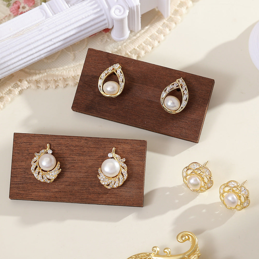 Freshwater Pearl Ear Fashionable Elegant High-grade Earrings