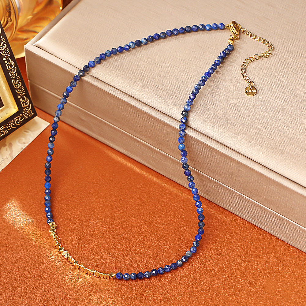 Natural Tigereye Lapis Lazuli Beaded Fashion Exquisite Niche Necklace