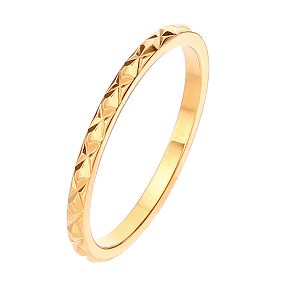 Design Sense Minority Simple Stainless Steel Wheat Rhombus Batch Flower Rings