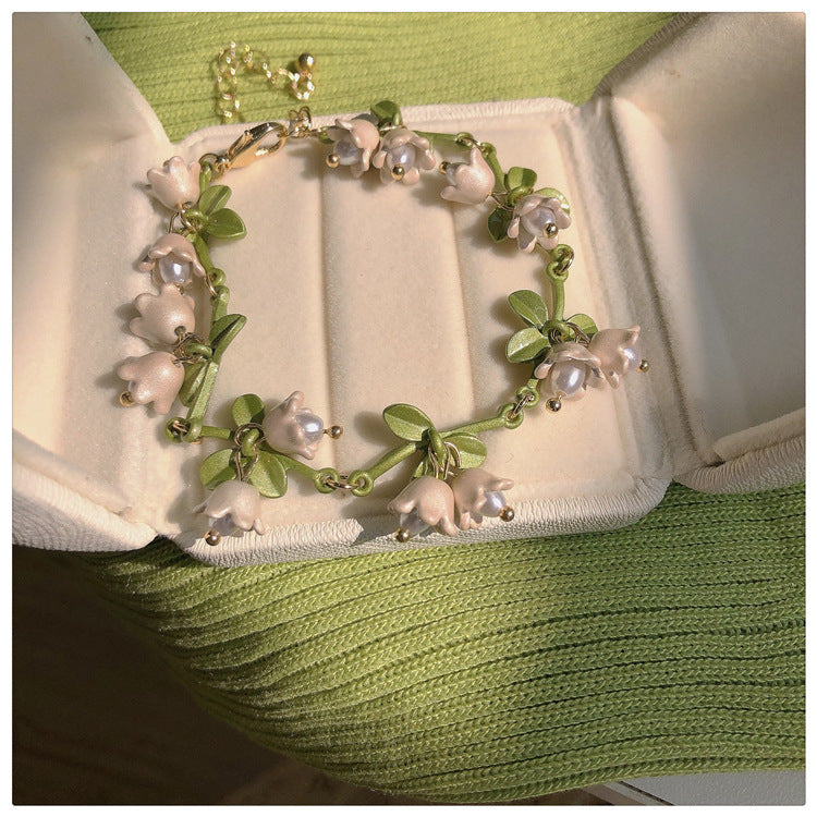 French Retro Smiley Face Bamboo Artificial Jade Personality Trendy Light Bracelets