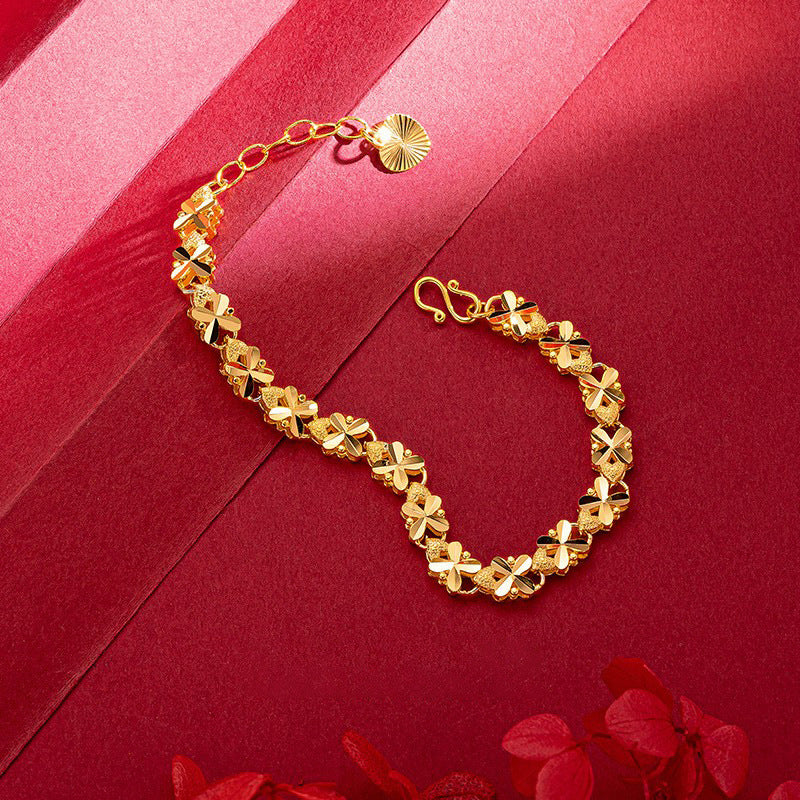 Niche Alluvial Gold Four-leaf Clover Copper Plated No Bracelet