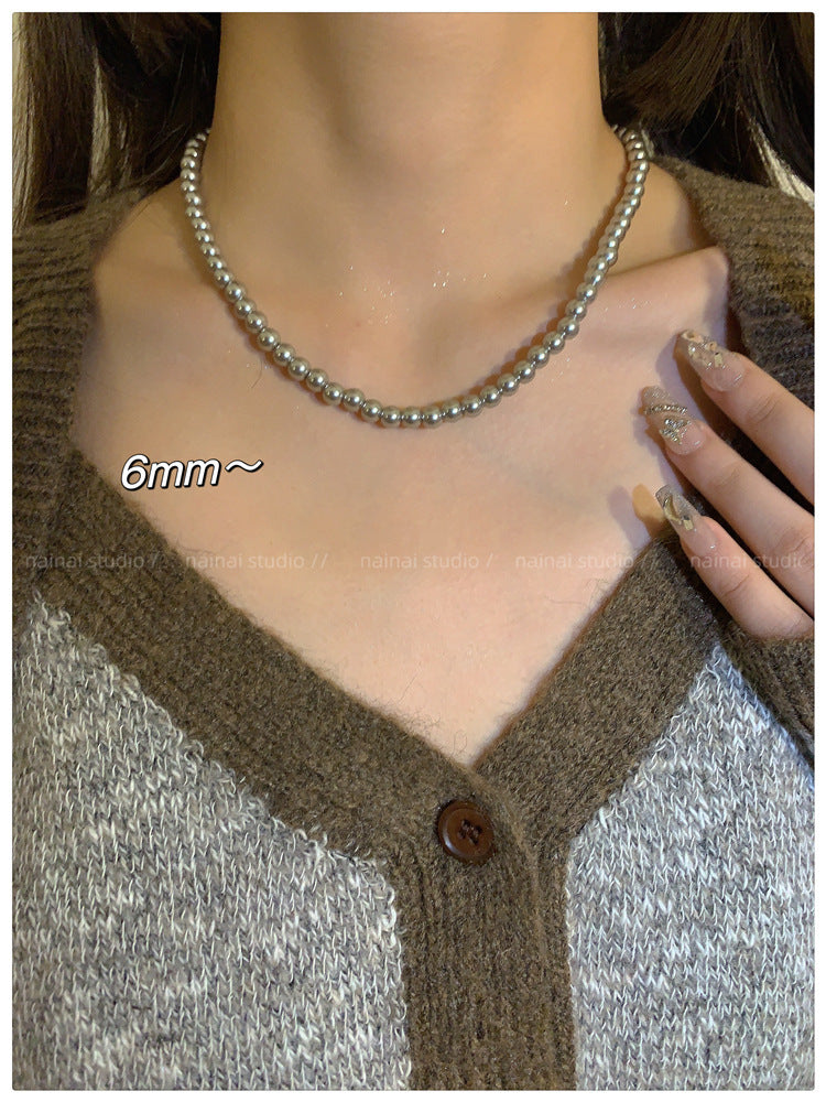 Glass Pearl Twin Cold Style Light Luxury Minority Advanced Clavicle Necklaces