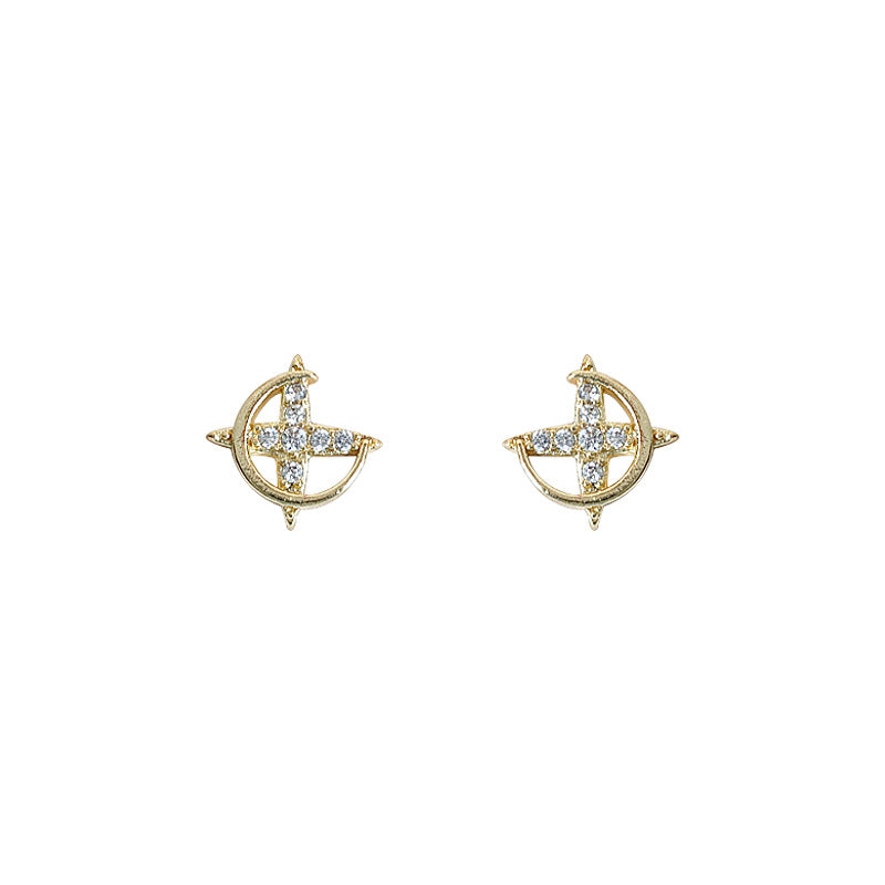 Sier Needle Micro Inlaid Plated Simple Earrings